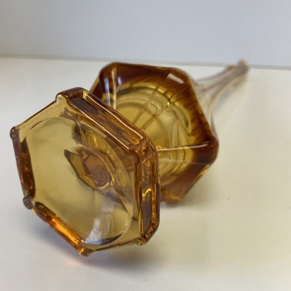 Stunning Vintage MCM Viking Glass 14" Amber Swung Vase - Epic Column - Picture 7 of 11